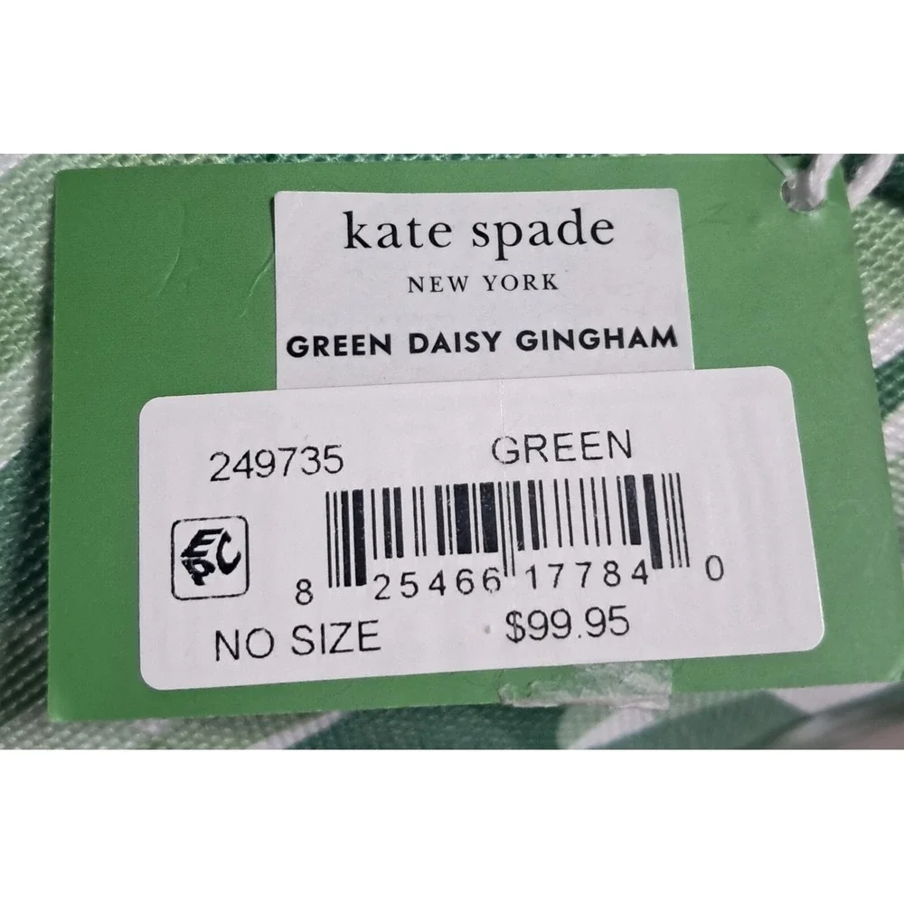 Kate Spade Green Daisy Gingham Dog Bed Plush Cozy Pet Bed 28x22x10‎